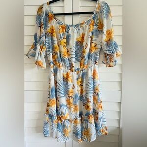 Women’s Forever 21 size Large Flower Dress orange White & blue